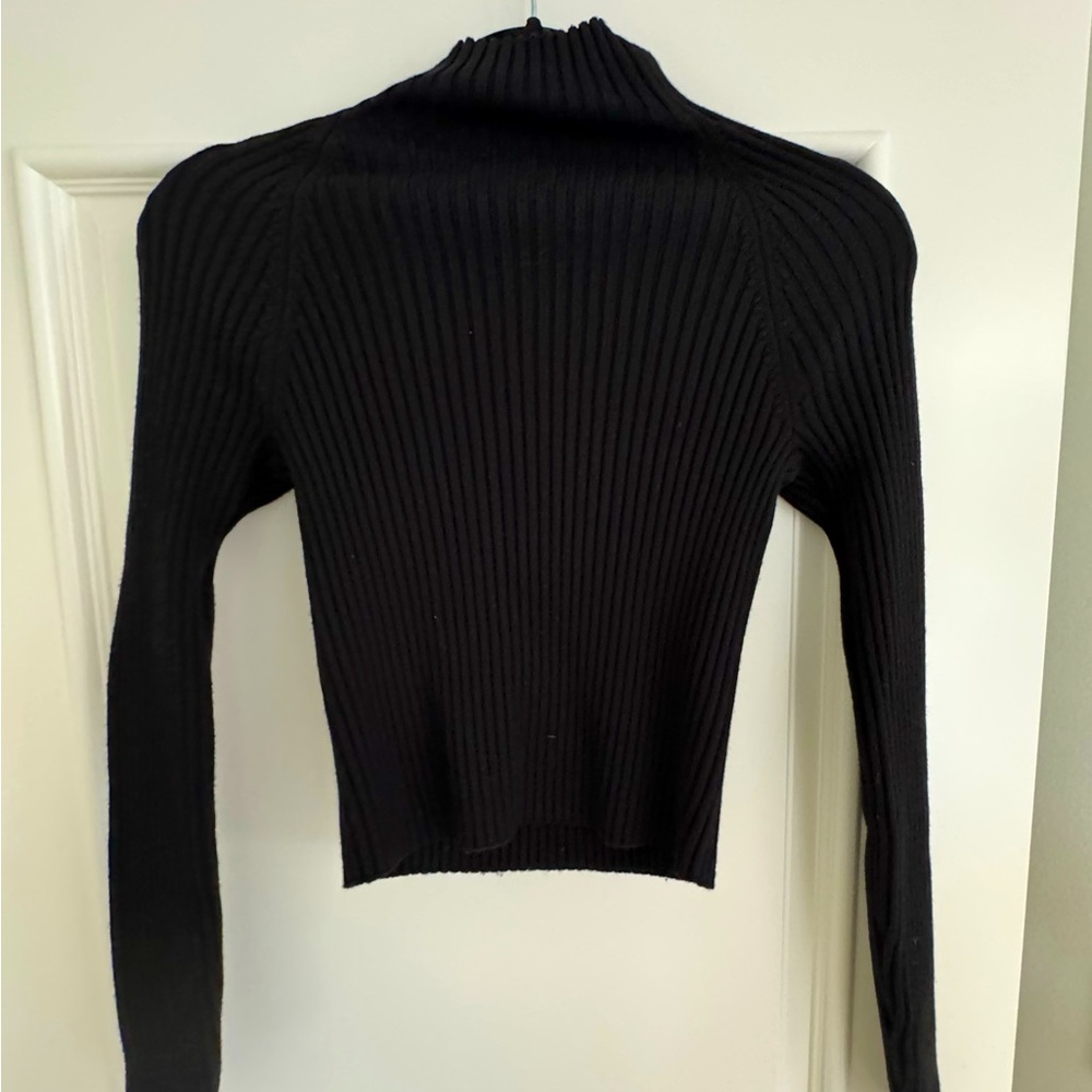 Alice Olivia Women’s Black Knit Stretch Mock Neck Sweater Top Blouse XS